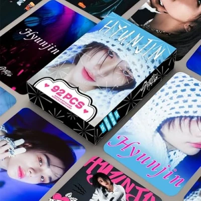 Image of 92Pcs Stray Kids Hyunjin PhotoCards STAR New Album Cards Mini Merch Poster Lomo 60 and 32 Stickers Gift for Stay