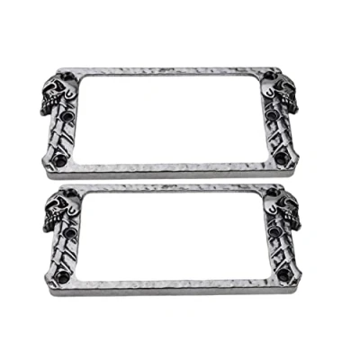 Image of Guyker Metal Flat Humbucker Cover, Pickup Mounting Ring Set Bridge Neck Pickups Frame Replacement Part for Electric Guitar or Precision Bass(2PCS, PR007 Antique Silver)