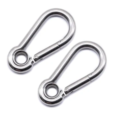 Image of J Clarke Marine Pack of 2 Carabiner snap hook with eyelet 50mm, 60mm, 70mm 316 A4 stainless steel (6mm x 60mm)