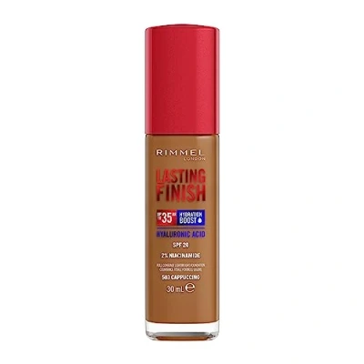 Image of Rimmel Lasting Finish 35Hr Foundation 503 Cappuccino, Full Coverage, Hydrating, SPF20, Hyaluronic Acid, Vitamin E, 2% Niacinamide, All Day Wear, Vegan, Cruelty Free