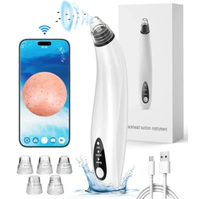 Image of Blackhead Remover Vacuum, Upgraded 1080P HD Camera WiFi Visible Facial Pore Cleanser Electric with 3 Suction Power Modes,5 Heads for Pimple Whitehead Acne Deep Cleansing sdsd