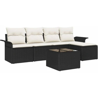 Image of vidaXL 5 Piece Garden Sofa Set with Cushions Brown Poly Rattan