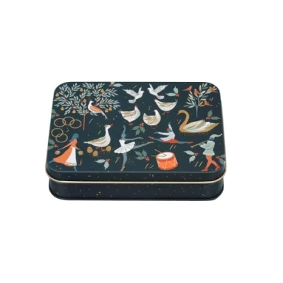 Image of Sara Miller Christmas 12 days of Small Rectangular Tin 141 x 101 52mm