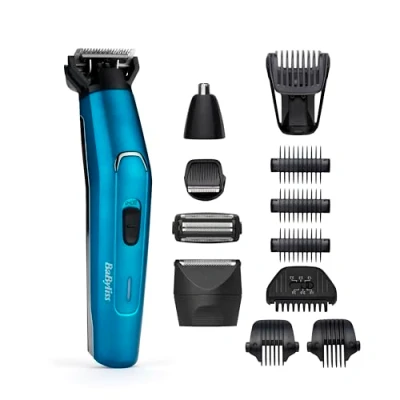 Image of Babyliss Men 12 in 1 Japanese Steel Ultimate Face and Body Multi Grooming Kit with Nose Trimmer Head Groomer 100% Waterproof