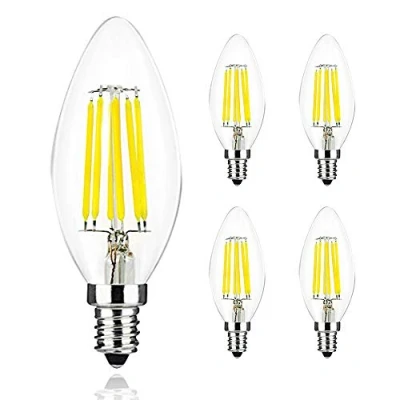 Image of C35 E14 LED Candle Bulbs, 6W Light Bulb 60W Equivalent, 560Lumen, Cool White 6000 6500K Chandelier Lamp Bulb, Small Edison Screw,4 Pack
