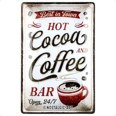 Image of Nostalgic Art Retro Tin Sign, 20 x 30 cm, Hot Cocoa &amp; Coffee Gift Idea for Fans, Metal Vintage Design, Signs Sayings