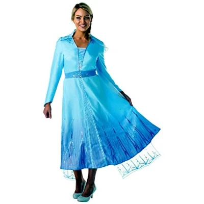 Image of Rubie&#039;s Official Disney Frozen 2, Elsa Deluxe Dress, Adults Costume, Size Ladies X Small Uk 6 8