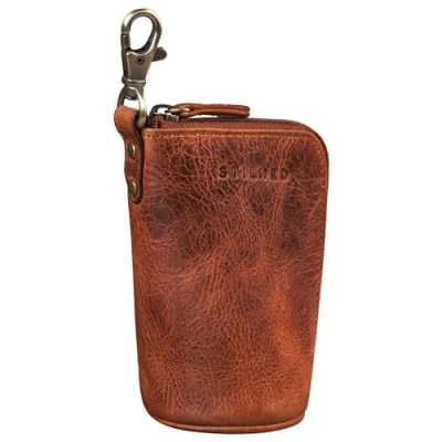 Image of STILORD &#039;Tanner&#039; Key Pouch Leather Case Car Holder with Fob Mini Wallet RFID Vintage Genuine Leather, Colour:Kara Cognac