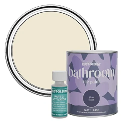 Image of Rust Oleum Beige Water Resistant Bathroom Tile Paint in Gloss Finish Quarry Lime 750ml