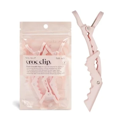 Image of Kitsch Alligator Clips for Hair Styling Sectioning Roller Rollers &amp; Tools Volume Makeup Pink Accessories Women, 3pc (Blush)