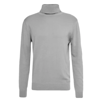 Image of Brave Soul Mens Turtle Roll Neck Ribbed Trim Jumper Small (Grey)
