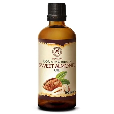 Image of Sweet Almond Oil 100ml Refined Prunus Amygdalus Dulcis Italy Glass Bottle Best Care for Skin Hair Body Personal