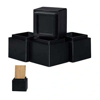 Image of Relaxdays Furniture Riser Set Of 4, 8.5 cm Rise, Table, Chairs, Beds, Elephant Feet, 10x11.5x11.5 cm, Black, bamboo