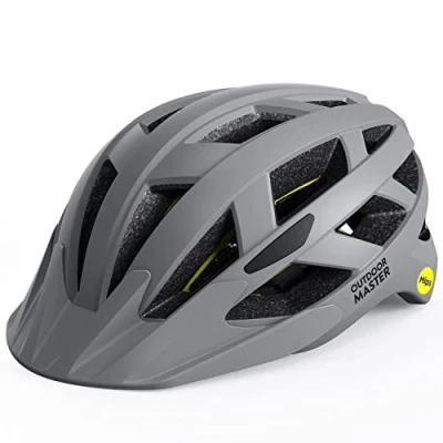 Image of OutdoorMaster Gem Recreational MIPS Cycling Helmet Two Removable Liners &amp; Ventilation in Multi Environment Bike Mountain, Motorway for Youth Adult (Pavement Gray, Medium)