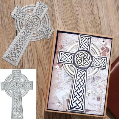 Image of Christmas Cross Metal Die Cuts,Merry Flower Cutting Dies Cut Stencils for DIY Scrapbooking Album Decorative Embossing Paper Card Making