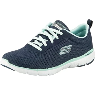Image of Skechers Women&#039;s Flex Appeal 3.0 First Insight Trainers, Navy Mesh Aqua Trim, 3 UK