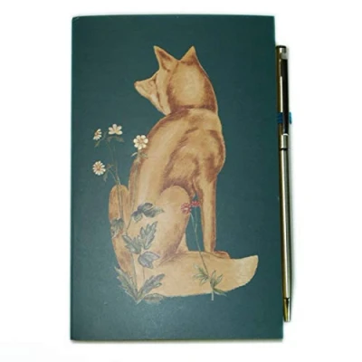 Image of William Morris &amp; Co. Forest Fox Pocket Notebook and Pen Gilt Edged Lined Paper