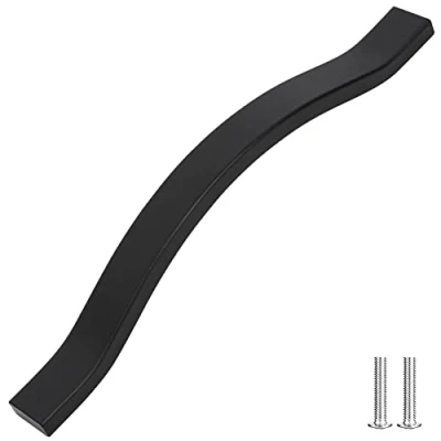 Image of Decoranddecor Bow Pull Handles for Cabinets Cupboards Furnitures Alloy Material (Matt Black, 160mm)