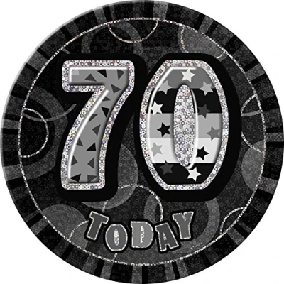 Image of Unique Party 55289 6&quot; Glitz Black Giant 70th Birthday Badge