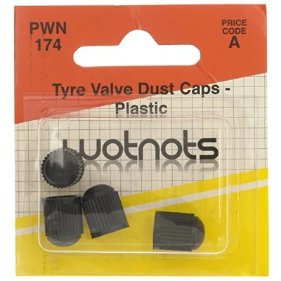 Image of Wot Nots Pearl PWN174 Tyre Valve Plastic Dust Cap (4 Pieces), Black