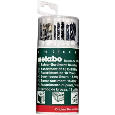 Image of Metabo 627190000 Drills for Wood/HSS/Masonry, Green, Set of 18 Piece