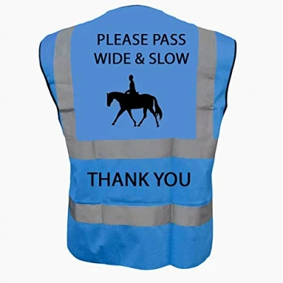 Image of Hi Vis Viz High Visibility Reflective Vest Horse Riding Equestrian Safety (Adult Large 44/46, Blue)