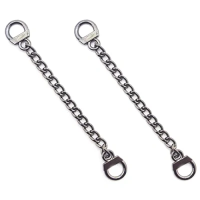Image of HAND® Set of 2 Dark Metal Tone Sew On Coat Hangers Hanging Chain Loops 8.5 cm Long