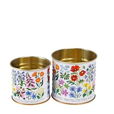 Image of Rex London Wild Flowers Mini White Storage Tins (set Of 2)