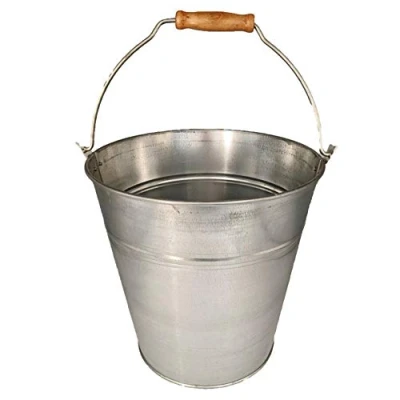 Image of Galvanised Metal Bucket 12L Steel with Handle for Hot Ash Garden Waste etc.