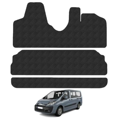 Image of Rubber Floor Mats for the Citroen Dispatch (2007 2016) [Only suitable Combi] Custom Van Accessory Tailored fit Heavy Duty, Waterproof &amp; Anti Slip Work with Clips