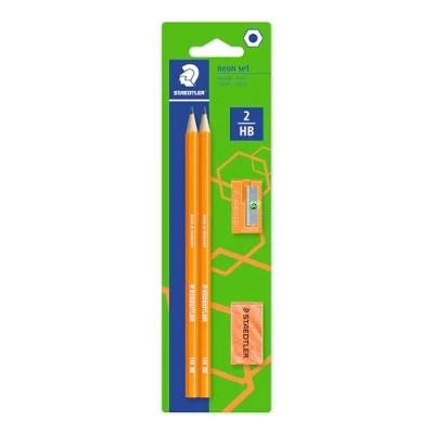 Image of Staedtler Noris eco pencil, high break resistance, non slip soft surface, innovative Wopex material, hardness HB, set on blister card, colour: neon orange, 180FSBK2P2