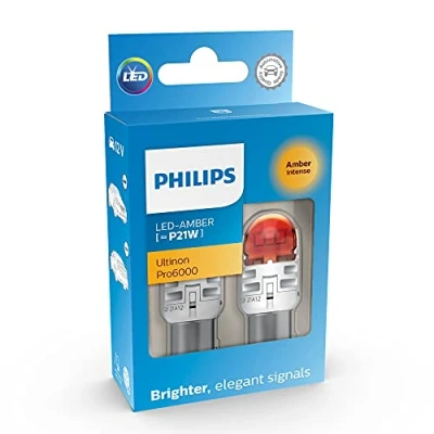 Image of Philips Ultinon Pro6000 LED car signaling bulb (P21W amber)