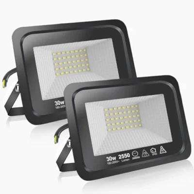 Image of EXTRASTAR 30W LED Floodlight Outdoor, 2400LM Super Bright Security Lights, IP65 Waterproof Flood Light Wall Lights for Garden, Garage, Warehouse, Backyard and More 6500K Daylight, 2 Pack