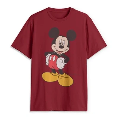 Image of Disney Men&#039;s Classic Mickey Mouse Full Size Graphic Short Sleeve T Shirt, Cardinal, S