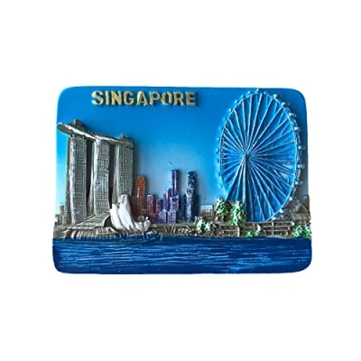 Image of Wedare Magnet Souvenir 3D Singapore Fridge Magnet, 7 x 5 CM, Eco friendly Resin, Tourist Home Kitchen Decoration