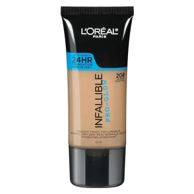 Image of L&#039;Oréal Paris Infallible Pro Glow Longwear Foundation, 208 Sun Beige, 30 ml (Amazon Exclusive)