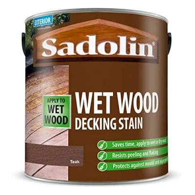 Image of Sadolin Wet Wood Decking Stain 2.5 litre Colour Teak