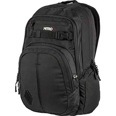 Image of Nitro Unisex Chase Backpack, School Backpack with Organiser, Bag, Daypack 17 Inch Laptop Compartment, (Pack of 1), true black, 35L, Modern