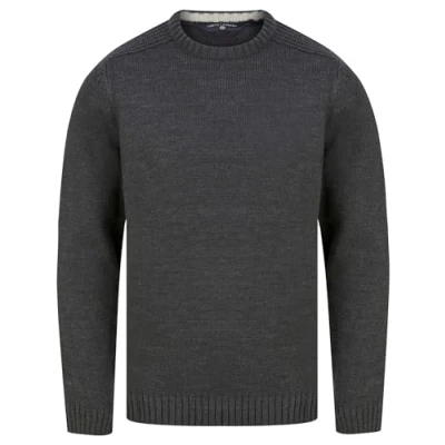Image of Tokyo Laundry Men&#039;s &#039;Dustin&#039; Knitted Crew Neck Jumper Dark Grey Marl