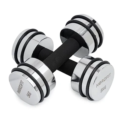 Image of Adjustable Steel Dumbbells Compact and Versatile Home Fitness Equipment 5kg 10kg Versions by NORDFIT ((2 x 5KG) Dumbbell Pair)