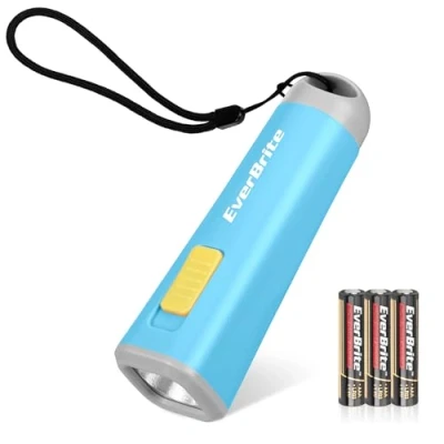 Image of EverBrite Mini LED Kids Flashlight Lightweight (46g) Torch with Soft Yellow Light for Reading, Camping, and Emergencies Gift Children, Blue