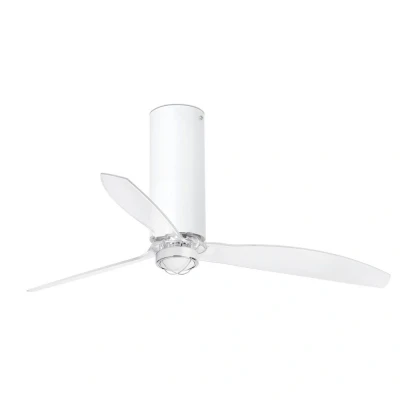 Image of Tube Fan LED Shiny White, Transparent Ceiling with DC Motor, 3000K