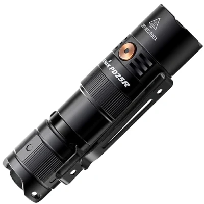 Image of fenix PD25R Black, Rechargeable Mini Multi Purpose LED Torch 800 Lumens 250m 70 Hrs Max 700 mAh USB C Two Position Body Clip IP68