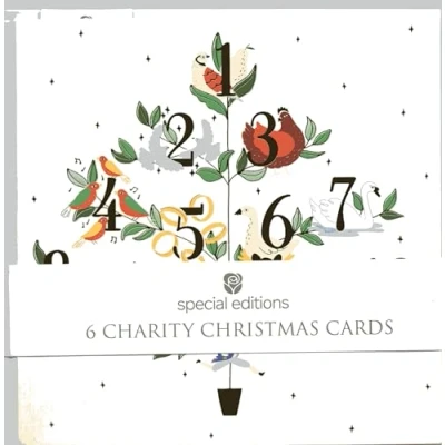 Image of Pack of 6 Tree 12 Days Charity Christmas Cards Multiple Charities 559128
