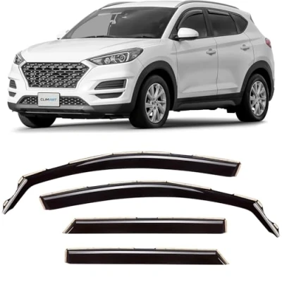 Image of CLIM ART wind deflector for/compatible with Hyundai Tucson 2015 2020 door rain deflectors,car accessories, car deflectors, in channel 4 pieces,Dark