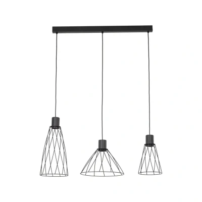 Image of Modesto Wire Frame Bar Pendant Ceiling Light Black 3xGU10