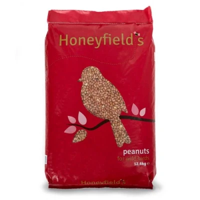 Image of Peanuts for Wild Birds Bird Food Small Birds, High in Protein and Energy, No Mess, Great Hanging Feeders, Tables, Ground Feeding, Bulk Bag (1.6kg) Honeyfield’s
