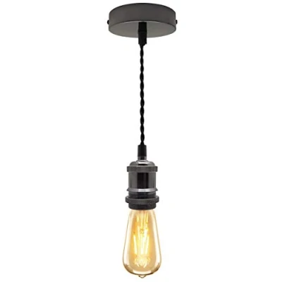 Image of Industrial Vintage Black Nickel Pendant Ceiling Light Lamp Holder Antique Retro E27 Fitting M0219F