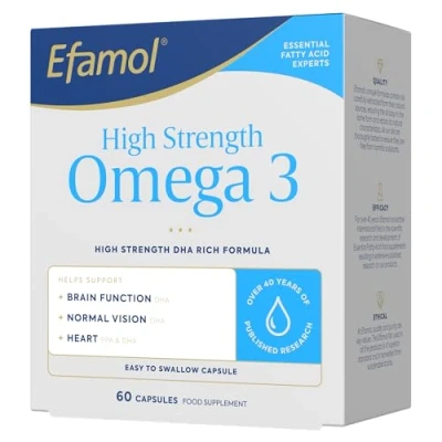 Image of Efamol High Strength Omega 3 60 Fish Oil Capsules Heart Health Supplements Pregnancy DHA for Brain