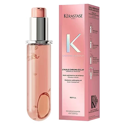 Image of Kérastase Chroma Absolu, High Shine Hair Oil for Damaged Colour Treated Hair, Lightweight Formula with Lactic Acid, Huile Éclat, Refillable Bottle 75ml